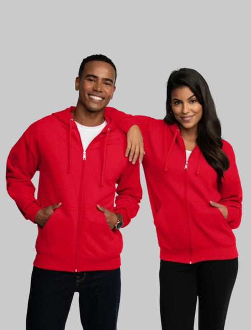 FRUIT OF THE LOOM EVERSOFT FLEECE FULL ZIP HOODIE SWEATSHIRT